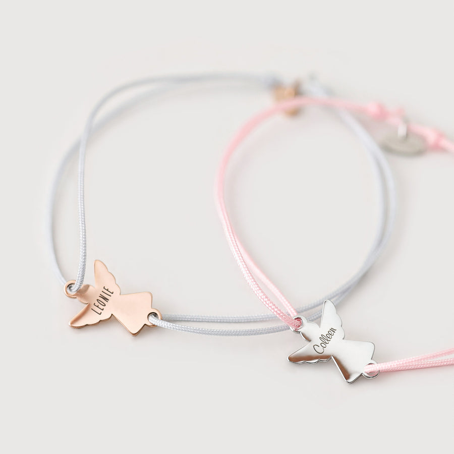 Schutzengel Armband aus Knüpffaden mit individueller Gravur